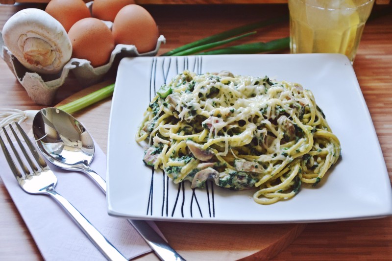 pomysł na spagetti ze szpinakiem