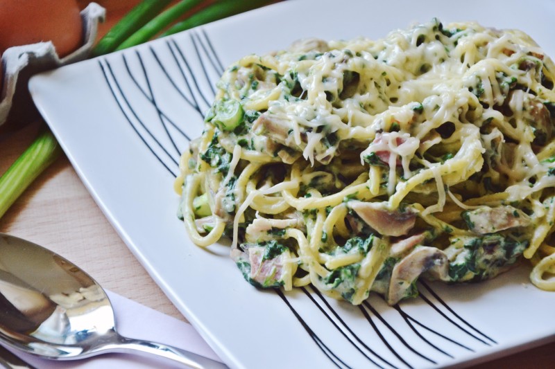 pomysł na spagetti ze szpinakiem