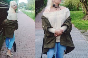 sweter z dekoltem carmen